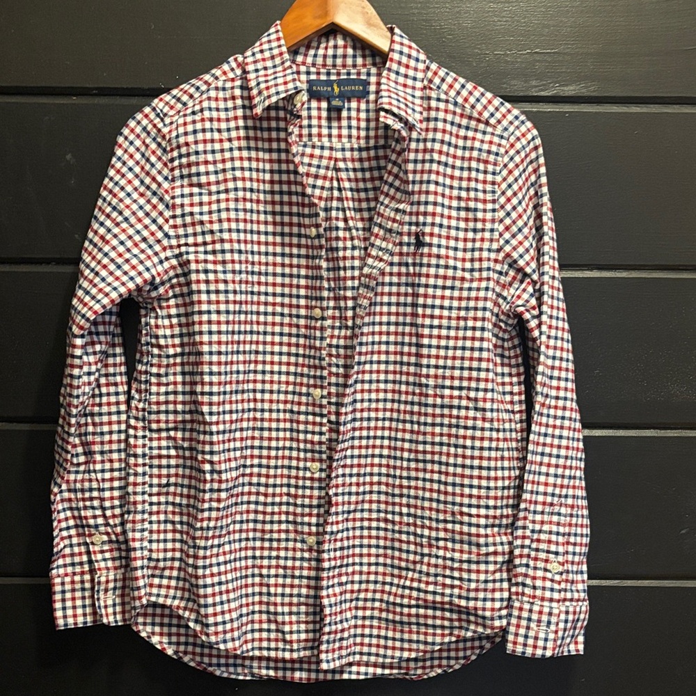 Ralph Lauren Red and Blue Plaid Men's Shirt